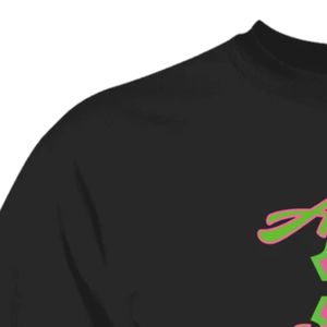 Camiseta Negra de Manga Corta con Estampado Gráfico de Letras Griegas, Cuello Redondo, Estilo Casual de Algodón, Prenda Superior para Mujer, Ropa de Calle para Uso Diario - Product Image 2
