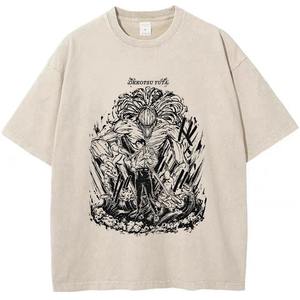 เสื้อยืดผู้ชายสไตล์วินเทจแบบย้อมสีเอซิด ขายส่ง OEM ผ้าเนื้อหนา สตรีทแวร์ ผ้าวอร์สเตด กันยับ แห้งเร็ว ทรงปกติ - Product Image 5