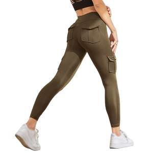 Leggings pour femmes à taille haute, effet push-up, longueur cheville, imprimés, avec poches, extensibles dans quatre directions, en Spandex/Nylon, taille élastique, coupe ajustée pour filles - Product Image 2