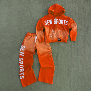 Service OEM, couleur personnalisée, ensemble de survêtement d'hiver pour hommes, impression de strass, sweat à capuche zippé, ensemble de survêtement en polaire, ensemble de sport décontracté, haute qualité - Product Image 4
