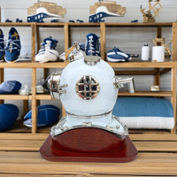 Vintage 18 pulgadas Navy Mark V blanco buzos Casco Antiguo Morse Deep Sea buceo casco para decoración marina y promoción deportiva