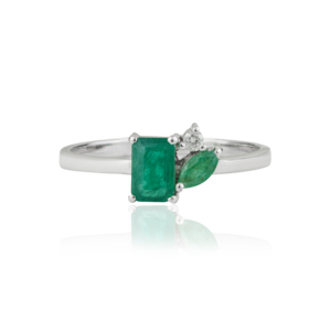 Elegant New Design 925 Sterling <b>Silver</b> Natural <b>Emerald</b> Gemstone & Diamond <b>Ring</b> Everyday Wear Fine Jewelry - Product Image 1