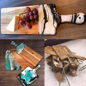 Tabla de Cortar Rectangular de Madera Azul Personalizable de Alta Calidad con Resina Epoxi, Bloque para Cortar Queso, Diseño de Río, Mejor Precio, En Stock - Product Image 6
