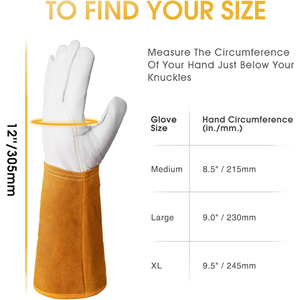 ถุงมือเชื่อมหนังแพะกันบาด ทนความร้อน สำหรับงานเชื่อมทิก - Product Image 3