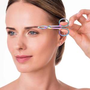 Juego de 2 Pinzas de Acero Inoxidable Chapadas en Oro Arcoíris, Hechas a Mano, con Punta Inclinada de Precisión, Ergonómicas para Cejas - Product Image 3