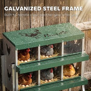 Nidi per Galline da Parete a 6 Scomparti, Gabbia in Acciaio con Fori di Ventilazione per Galline Ovaiole - Product Image 3