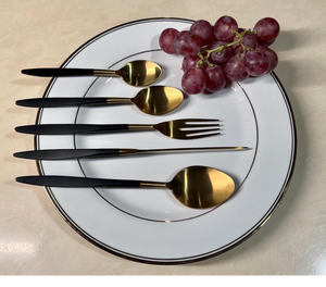 Gold Plated Metal Cutlery Set With Long Handles <b>Mirror</b> Finish Modern Design Durable Utensils For Party Use - Product Image 5
