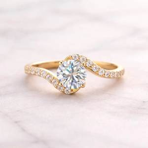 2ct Cut Moissanite Engagement <b>Ring</b> 925 Silver Rhodium Plated Prong Curved Wedding Band <b>Dainty</b> Minimalist Promise <b>Ring</b> for Women - Product Image 5