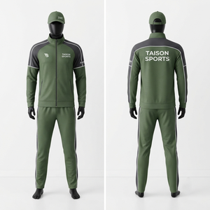 TAISON SPORTS Premium 280 GSM Polyester Interlock <b>Table</b> <b>Tennis</b> Uniform Olive Gray Panel Custom Logo Tracksuit Set Waterproof - Product Image 1
