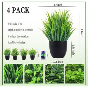 Set di 4 Piccole Piante Artificiali Nere, Accessori per Bagno, Casa, Cucina, Tavolino da Caffè, Ufficio, Piante Finte e Decorazioni Verdi - Product Image 5
