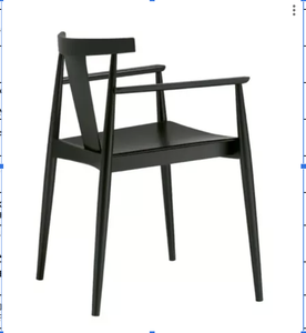 High Quality Modern Solid Recycled Teak Wood Dining Arm <b>Chair</b> Furniture with Armrest Without Cushion <b>Black</b> Apartment & Hotel Use - Product Image 2