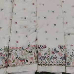 Tissu tissé à la main Mall Chanderi – Coton et soie légers, broderie complexe, idéal pour les saris, les lehengas, les ensembles salwar - Product Image 1