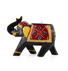 Soporte de luz de té de elefante de madera colorido hecho a mano para regalo de regreso de boda artículo de regalo de decoración de hogar y oficina - Product Image 3