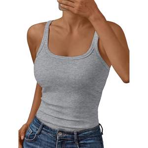 2025 FOXA, camisola de tirantes finos acanalados de verano para mujer, camisetas sin mangas Queen con espalda cruzada de entrenamiento transpirable, ropa para salir - Product Image 5