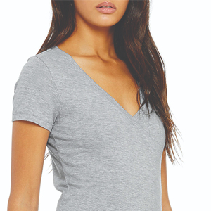 Camiseta Gris para Mujer, Cuello en V, Premium, Básica, Extra Suave, Ligera, Informal, Transpirable, Ecológica, en Varias Tallas, Camisetas con Cuello en V, La Mejor - Product Image 5