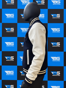 Veste universitaire pour homme, manches crème, style preppy, fermeture boutonnée, logo sur la manche gauche, vêtements d'automne, vestes Lettermen - Product Image 4