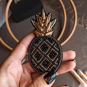 Designer Embroidery Beaded Brooch with Pearl Beads <b>Sequins</b> and Handcrafted Artistic Detailing Handmade Luxury Embroidery Brooch - Product Image 2