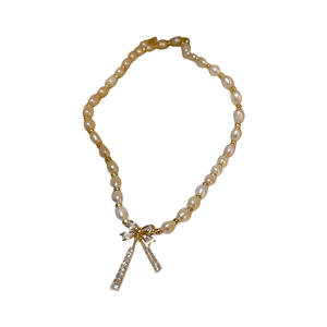 Collier de perles baroques d'eau douce, nouveau collier de clavicule carré, bijoux élégants, collier de perles d'eau douce - Product Image 5