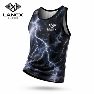 Custom 3D All Over Print Gym Tank Top for Men | Lightning Design Fitness <b>Stringer</b> <b>Vest</b> | Sleeveless Workout Sportswear OEM - Product Image 1