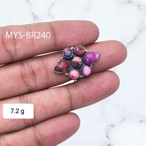 Anillos de Plata de Ley 925 con Turquesa Rosa Ostra, Precio al por Mayor, Joyería Bohemia de Lujo para Bodas - Product Image 2