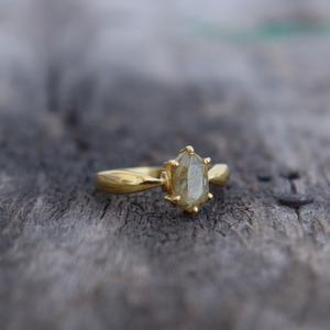 Rutile <b>Quartz</b> <b>Ring</b> Simple Statement Band 925 Sterling Silver 14K Gold Plated Engagement Gift For Women - Product Image 2