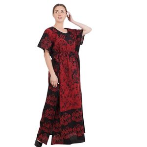 Robe de nuit maxi en coton imprimé pour femme, style kaftan - Product Image 3