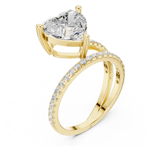 แหวนหมั้นเพชรทรงหัวใจ 3 กะรัต ดีไซน์เนอร์ประดับเพชรแบบ Pave Band ทองคำแท้ 14K สำหรับวันครบรอบแต่งงาน ยี่ห้อ Aries Jewel - Product Image 2