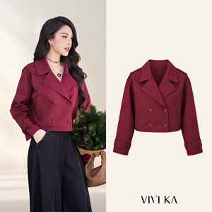 Women's <b>Burgundy</b> Regular Length Double Breasted <b>Trench</b> <b>Coat</b> Epaulettes Adjustable Cuff Casual Outerwear Anti-shrink Anti-Wrinkle - Product Image 1