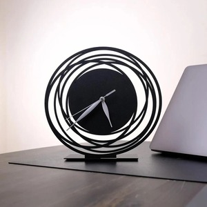 Contemporary Black Metal Desk <b>Clock</b> Perfect For Bedroom Decor Study <b>Tables</b> And Shelf Display Arrangement Handcrafted From India - Product Image 1