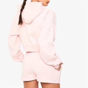 Women 2 Piece Set Embroidered Letter Logo Crop <b>Top</b> Shorts Casual Loose Fit Spring Summer White Knitted Sweatshirt Outfit - Product Image 2