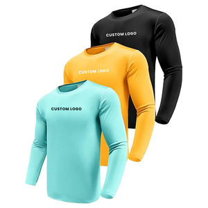 New Arrival Men's Long Sleeve T-Shirts 100% Polyester Woven Breathable Eco-Friendly Gym Workout Wear 4 Colors Casual Wear - Product Image 1