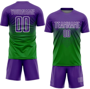 Camiseta de Fútbol Personalizada con Absorción de Humedad, Degradado Blanco y Morado, Sublimada, Manga Corta, Corte Regular, OEM ODM - Product Image 5