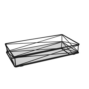 Plateau miroir élégant en fil d'acier inoxydable à motif géométrique, pour articles de toilette de salle d'eau d'invités, accents de décoration intérieure, vaisselle contemporaine et boissons - Product Image 2