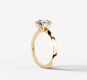 Bague Solitaire Moissanite Ronde en Argent Sterling 925 Plaqué Or Jaune – Élégante Bague de Fiançailles, de Mariage, de Promesse ou Cadeau - Product Image 3
