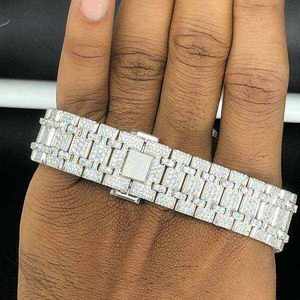 Montre carrée 25 mm avec cadran blanc, mouvement mécanique ETA, diamants VVS, moissanite, bracelet en acier inoxydable, étanche 10 bars - Product Image 3