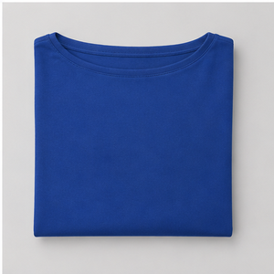 T-shirt pour femme bleu royal à col bateau et manches courtes, coupe décontractée WTS-0068 - Product Image 5