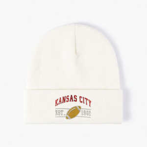 Bonnet de sport personnalisé brodé, chaud en acrylique tricoté, avec revers, style logo d'équipe, unisexe, vente en gros OEM - Product Image 1