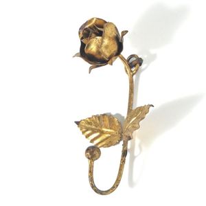 Patère murale artisanale en fer forgé en forme de rose, style nordique, en métal doré, décorative, pour peignoir, vente en gros, quincaillerie créative pour la maison - Product Image 2