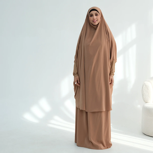 Ensemble 2 pièces long khimar pour femme, vêtement de prière, djellaba, abaya Nida, robe musulmane du Ramadan, Dubaï, arabe, islamique, niqab, burqa - Product Image 3