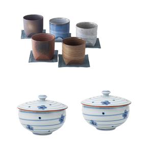 Ensemble de 7 ustensiles en céramique japonaise d'occasion (assiettes, bols, tasses) en matériaux composites, compatibles lave-vaisselle et four - Product Image 4