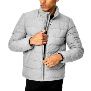 Men <b>Grey</b> Puffer <b>Jacket</b> Winter Warm Outerwear Stand Collar Full Zip Quilted Puffer Coat Casual Heavyweight Padded Outerwear - Product Image 1