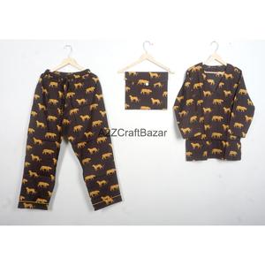 Conjunto de pijama de algodón para mujer, ropa de dormir estampada, conjunto de pijama de dos piezas con cintura elástica, pantalones de manga larga para verano - Product Image 3