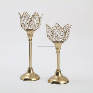 Corsica Tasta Juego de 2 portavelas de pedestal de hierro y cristal Portavelas de cristal - Product Image 1