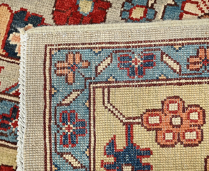 Grand tapis carré moderne en laine noué à la main, brodé, abstrait, antidérapant, lavable, écologique, à poils plats pour la maison, le bureau, les pique-niques - Product Image 4