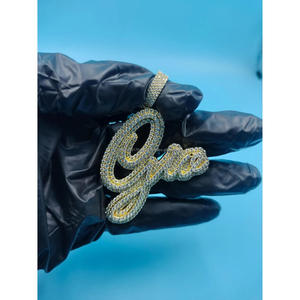 <b>Iced</b> Out Initial NAME Pendant Hip Hop Bling Necklace Gold Tone Custom Letter <b>Chain</b> Luxury Statement Jewelry - Product Image 1