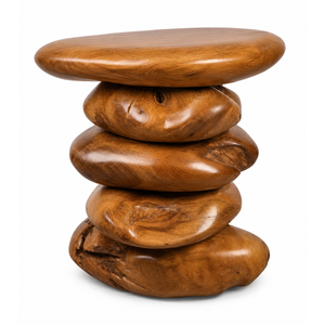 ARTERRA Premium Contemporary Teak Wood End Table <b>Stacked</b> Pebble Design Luxury Hotel Lobby Accent <b>Stool</b> Project - Product Image 2