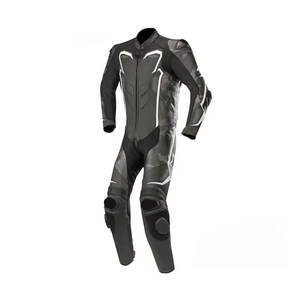 Combinaison de course en cuir pour moto personnalisée, design sur mesure noir et blanc, combinaison de moto en cuir pour pilote rapide - Product Image 1