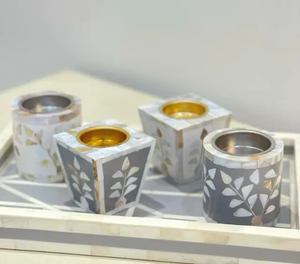 Ensemble brûleur à bakhoor PearlZenith avec incrustation de nacre, support en mosaïque de coquillages fait main de qualité supérieure pour les intérieurs modernes raffinés - Product Image 6