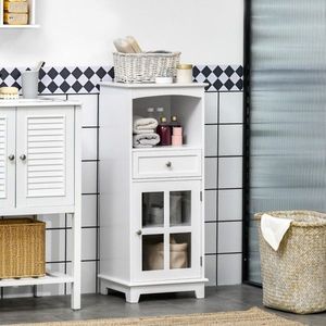 Mobile da Bagno Salvaspazio in MDF Bianco con Specchio per Casa, Soggiorno e Uso Alberghiero - Product Image 2