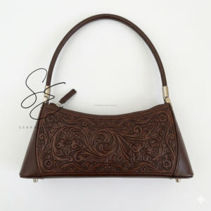 Floral Tooled Leather Handbag Women Vintage Shoulder Bag <b>Top</b> Handle Designer Boutique Purse OEM Custom - Product Image 2